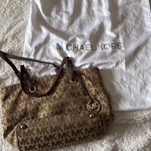 Michael Kors Tan and Brown Logo Tote